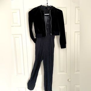 Black and polka dot pantsuit